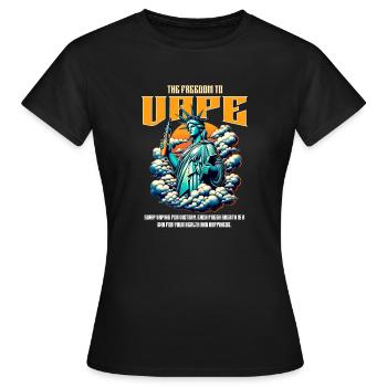 DIE FREIHEIT ZU DAMPFEN - VAPING IS NOT A CRIME - Frauen T-Shirt - Schwarz - Vorne - AI Model Female 172 dark (172cm)