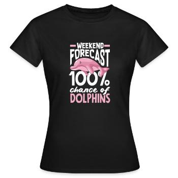 Prédiction du week-end : 100% de chances d’avoir des dauphins - T-shirt Femme - noir - Devant - AI Model Female 172 dark (172cm)