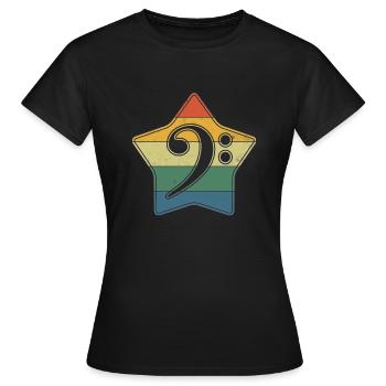 Clé de Fa Note de Musique Rétro Vintage Star - T-shirt Femme - noir - Devant - AI Model Female 172 dark (172cm)