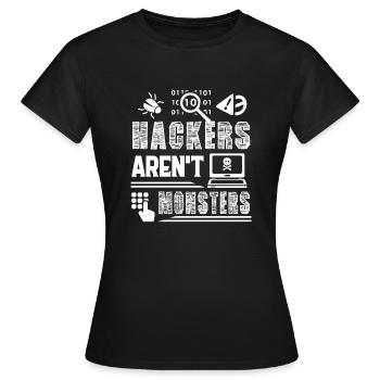 Hacker Hackers Are Not Monsters - Women's T-Shirt - black - Front - AI Model Female 172 dark (172cm)