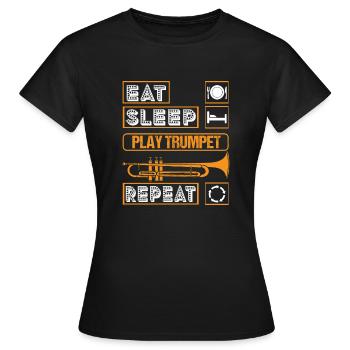 Coole Trompetenkunst Silhouette Lustiger Messing Slogan - Frauen T-Shirt - Schwarz - Vorne - AI Model Female 172 dark (172cm)