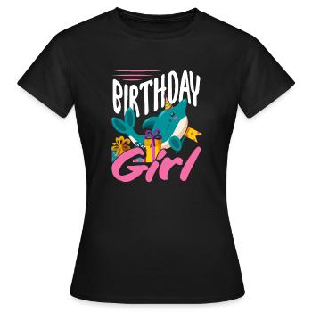 Dauphin Anniversaire Fille - T-shirt Femme - noir - Devant - AI Model Female 172 dark (172cm)