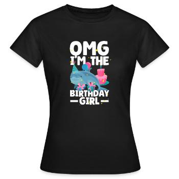 Dauphin Anniversaire Fille - T-shirt Femme - noir - Devant - AI Model Female 172 dark (172cm)