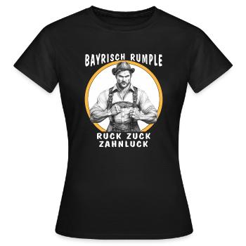 HOMME BAVAROIS GRONDEMENT EN UN RIEN DE TEMPS À L’ÉCART DES DENTS - T-shirt Femme - noir - Devant - AI Model Female 172 dark (172cm)