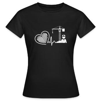 Crane Operator Crane Operator Heartbeat - Women's T-Shirt - black - Front - AI Model Female 172 dark (172cm)
