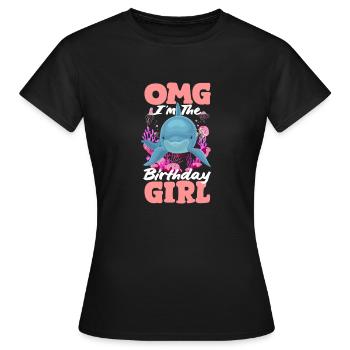 Dauphin Anniversaire Fille - T-shirt Femme - noir - Devant - AI Model Female 172 dark (172cm)