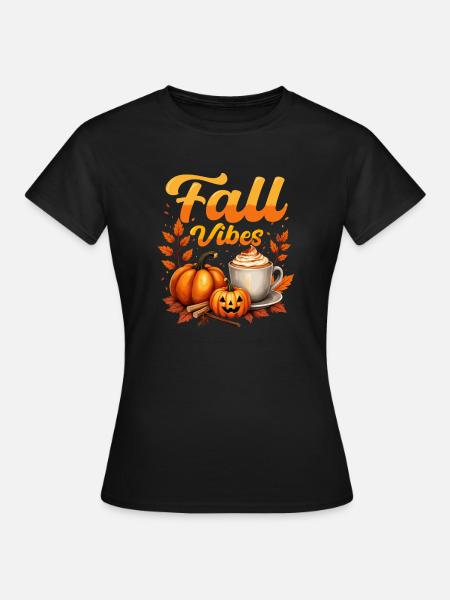 Herbststimmung mit Kürbisgewürzen - Frauen T-Shirt - Schwarz