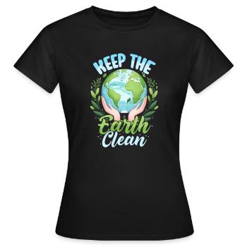 Tag der Erde: Halte die Erde sauber, 22. April, Tag der Erde - Frauen T-Shirt - Schwarz - Vorne - AI Model Female 172 dark (172cm)