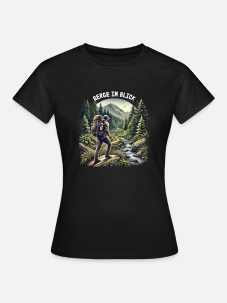 Berge im Blick - Frauen T-Shirt - Schwarz