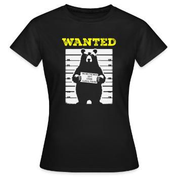 Recherché : Ours brun hors-la-loi - T-shirt Femme - noir - Devant - AI Model Female 172 dark (172cm)