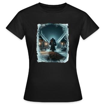 Väterchen Frost spaziert durch das eisige Dorf - Frauen T-Shirt - Schwarz - Vorne - AI Model Female 172 dark (172cm)