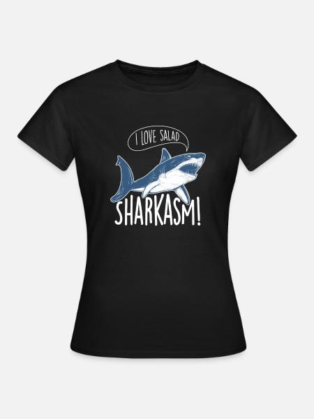 Sharkasm - Me encanta la ensalada Biólogo marino Océano - Camiseta mujer - negro