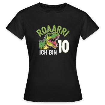 10. Geburtstag 10 Jahre Dino Dinosaurier Fan - Frauen T-Shirt - Schwarz - Vorne - AI Model Female 172 dark (172cm)