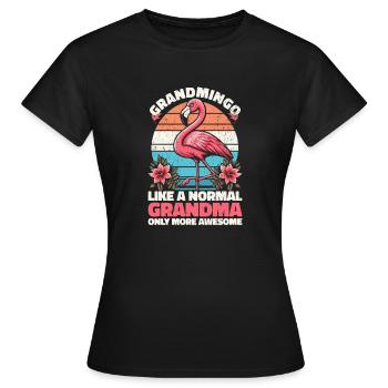 Grandmingo - Oma im Flamingo-Stil, einfach cool! - Frauen T-Shirt - Schwarz - Vorne - AI Model Female 172 dark (172cm)