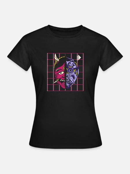 Kanji Japan Oni Demon Mask Ninja Samurai - Women's T-Shirt - black