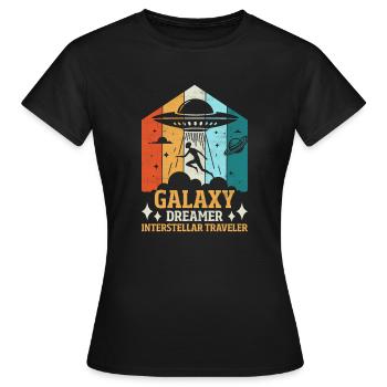 Galaxy & Ufo Design - Frauen T-Shirt - Schwarz - Vorne - AI Model Female 172 dark (172cm)