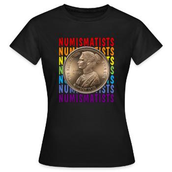 COINS NUMISMATISTS - Frauen T-Shirt - Schwarz - Vorne - AI Model Female 172 dark (172cm)