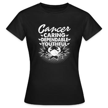 Cancer Caring Dependable Youthful - Women's T-Shirt - black - Front - AI Model Female 172 dark (172cm)