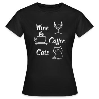 Cocktail Wine Coffee Cats Corkscrew Wine - Women's T-Shirt - black - Front - AI Model Female 172 dark (172cm)
