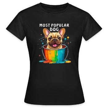 FRENCHIE CHIEN LE PLUS POPULAIRE - T-shirt Femme - noir - Devant - AI Model Female 172 dark (172cm)