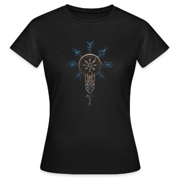 Thorshammer – Runen & Wikinger-Symbolik - Frauen T-Shirt - Schwarz - Vorne - AI Model Female 172 dark (172cm)