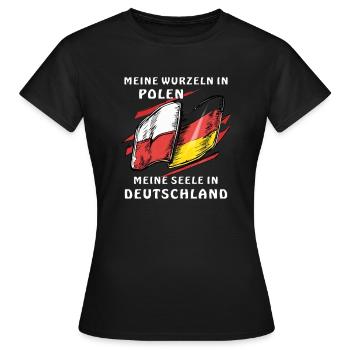 RACINES EN POLOGNE SOUL EN ALLEMAGNE - T-shirt Femme - noir - Devant - AI Model Female 172 dark (172cm)