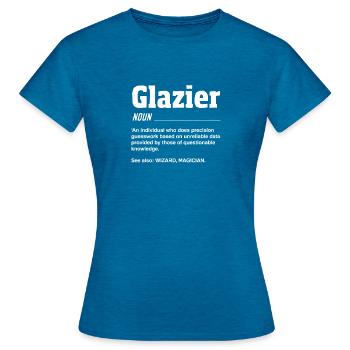 Glaser Geschenk - Frauen T-Shirt - Antikblaues Saphir meliert - Vorne - AI Model Female 172 dark (172cm)