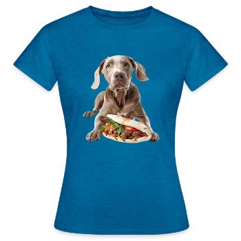 Weimaraner - Frauen T-Shirt - Antikblaues Saphir meliert - Vorne - AI Model Female 172 dark (172cm)