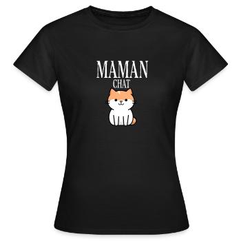 Maman chat - Mom chat - T-shirt Femme - noir - Devant - AI Model Female 172 dark (172cm)