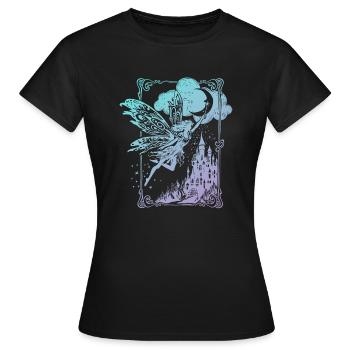 Fee im Scherenschnitt Vintage Look - Frauen T-Shirt - Schwarz - Vorne - AI Model Female 172 dark (172cm)