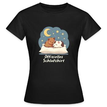 Offizielles Schlafshirt Meerschweinchen - Frauen T-Shirt - Schwarz - Vorne - AI Model Female 172 dark (172cm)