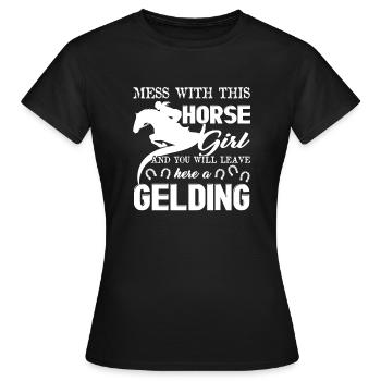 Mess With This Horse Girl - Women's T-Shirt - black - Front - AI Model Female 172 dark (172cm)