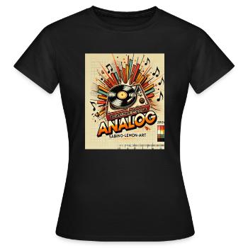Retro turntable analogue - Women's T-Shirt - black - Front - AI Model Female 172 dark (172cm)
