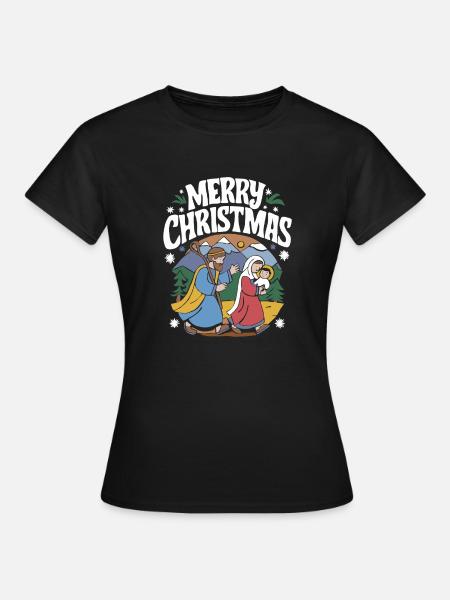 Merry Christmas Geschenkidee Geschenk Familie Holy - Frauen T-Shirt - Schwarz