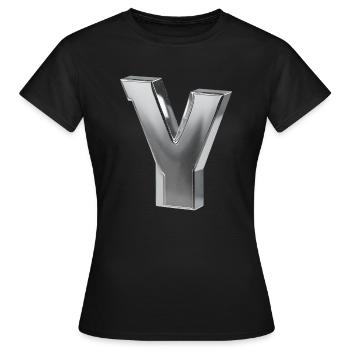 Chrome ,, Y " Métallisé - T-shirt Femme - noir - Devant - AI Model Female 172 dark (172cm)