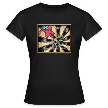 Dartist Darted Bullseye Zielpfeil - Frauen T-Shirt - Schwarz - Vorne - AI Model Female 172 dark (172cm)