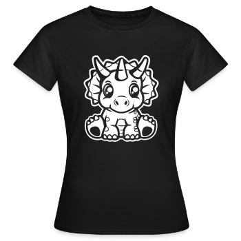 Triceratops - T-shirt Femme - noir - Devant - AI Model Female 172 dark (172cm)