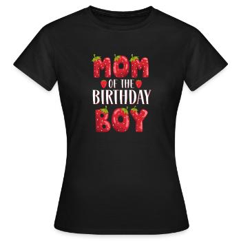 Mom Of The Birthday Boy Strawberry First Birthday - Women's T-Shirt - black - Front - AI Model Female 172 dark (172cm)