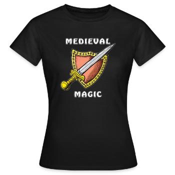 ÉPÉE MÉDIÉVALE MAGIE MÉDIÉVALE - T-shirt Femme - noir - Devant - AI Model Female 172 dark (172cm)