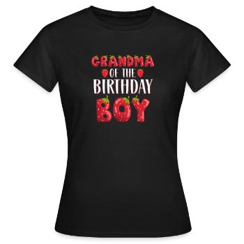 Grandma Of The Birthday Boy Strawberry First Bday - Women's T-Shirt - black - Front - AI Model Female 172 dark (172cm)