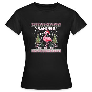 Weihnachts-Flamingo – Lustiges Ho! Ho! Ho! - Frauen T-Shirt - Schwarz - Vorne - AI Model Female 172 dark (172cm)