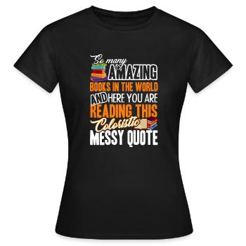 Book Funny Books - Women's T-Shirt - black - Front - AI Model Female 172 dark (172cm)
