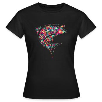 Striped Bass Striped bass Colorful - Women's T-Shirt - black - Front - AI Model Female 172 dark (172cm)