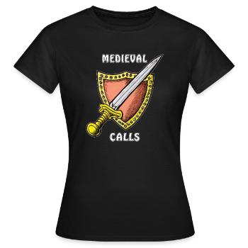 ÉPÉE MÉDIÉVALE APPELS MÉDIÉVAUX - T-shirt Femme - noir - Devant - AI Model Female 172 dark (172cm)