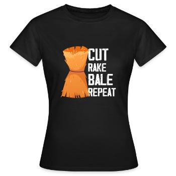 Coupe, Râteau, Balle Répéter, Balles de foin, Paille, Balles Agriculteur - T-shirt Femme - noir - Devant - AI Model Female 172 dark (172cm)