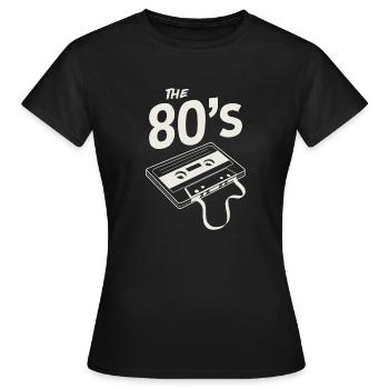 80er Jahre Kassette / Jahrzehnt retro - Frauen T-Shirt - Schwarz - Vorne - AI Model Female 172 dark (172cm)
