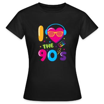 I love 90's / 90er Jahre Design - Frauen T-Shirt - Schwarz - Vorne - AI Model Female 172 dark (172cm)