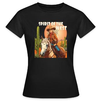 RIDER SPIRIT DE L’OUEST - T-shirt Femme - noir - Devant - AI Model Female 172 dark (172cm)