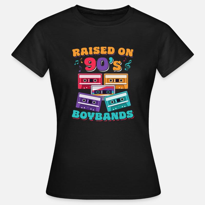 Aufgewachsen mit 90er Jahre Boybands / Retro - Dame-T-shirt - sort