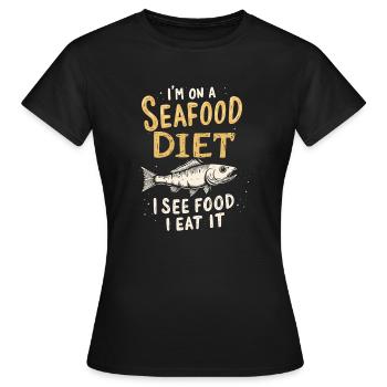 RÉGIME DE FRUITS DE MER - T-shirt Femme - noir - Devant - AI Model Female 172 dark (172cm)